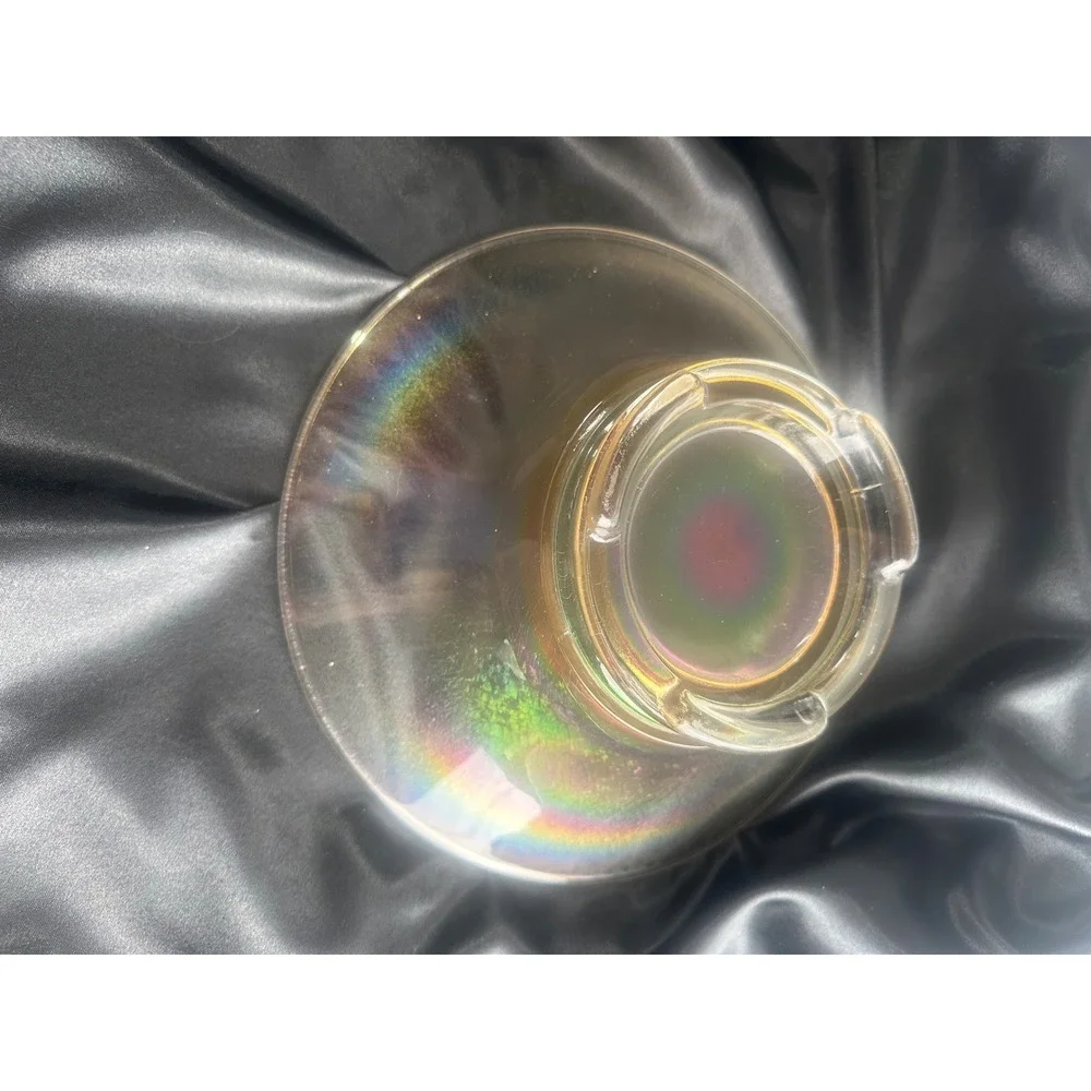 Vintage Iridescent Stretch Glass Console Bowl Rainbow 10 Inch Centerpiece